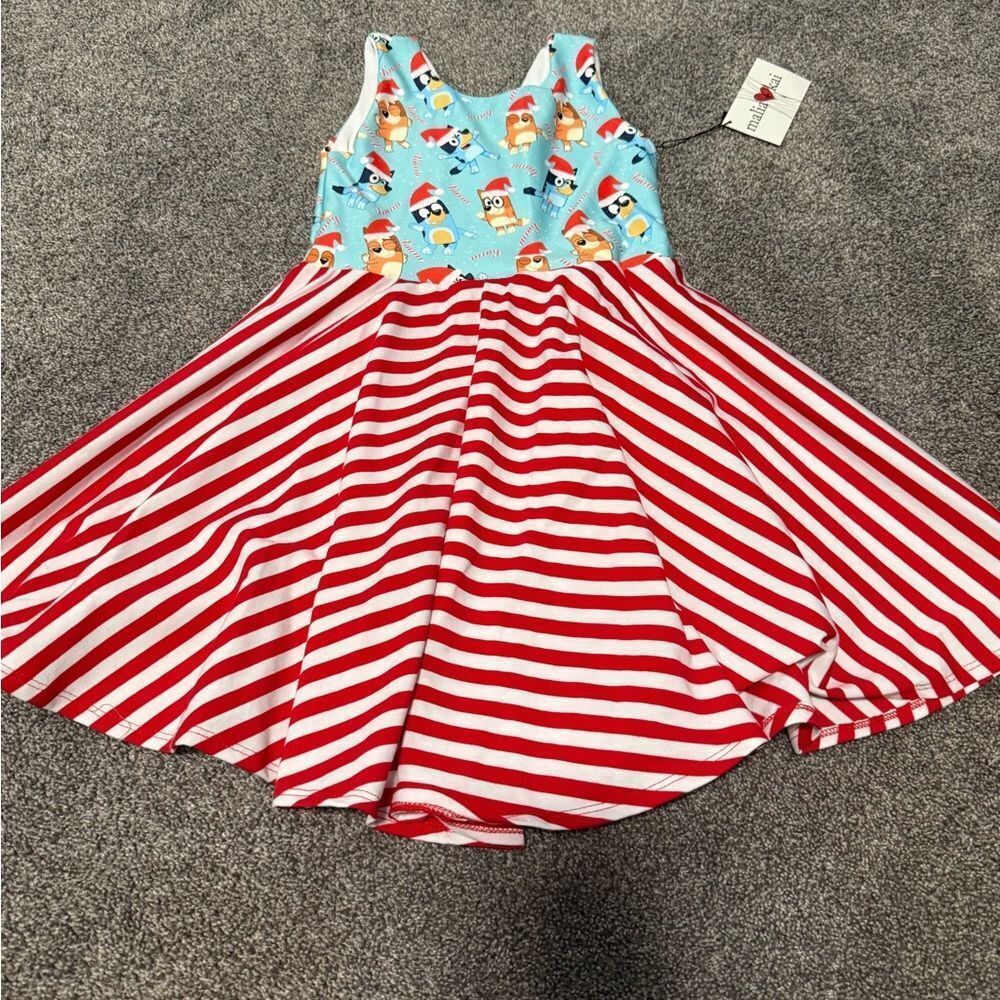 Malia + Kai Bluey and Bingo Santa Christmas Twirl Dress Sz 6